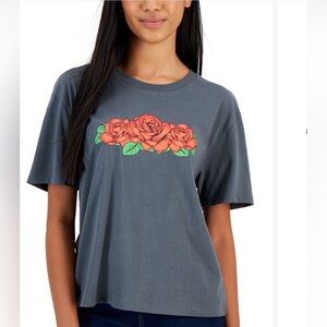 Roses Gray Tee shirt by Rebellious One SZ small
